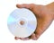 Man\'s hand holding DVD CD disc