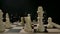 The man`s hand makes the rocking or castling of the white king and rook in chess