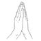 The man`s hand in the pose of prayer. vector illustration