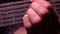 Man\'s hand touching strings on guitar fret. Music performance. 4K macro video