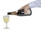 Man\'s hand (waiter) is poured champagne in crystal glass