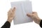 Man\'s hands holding envelope with paper
