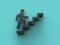 A man`s icon is climbing up the stairs 3D illustration render