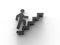 A man`s icon is climbing up the stairs 3D illustration render