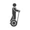 A man`s icon on Segway. Vector on white background.