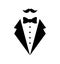 Man`s jacket tuxedo weddind suit with bow tie vector illustration isolated
