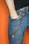 Man\'s jeans with wallet chain.