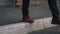 Man`s Legs in Brown Boots