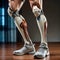 A man's legs with a pair of prosthetics.