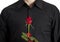 Man\'s torso with red rose in front