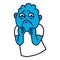 Man with sad emotions. Sorrow emoji avatar. Portrait of an upset person.