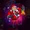 The man with the santa costume rings the bell esport mascot design