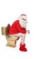 Man in Santa costume sitting on a golden toilet
