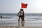 Man saves lives attentive to bathers on the beach.