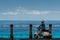 Man on scooter looking down from Terrace in Tropea