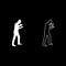 Man screaming in anger silhouette concept conflict icon set white color illustration flat style simple image