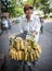 Man selling sticky rice from his bicycle,vietnam