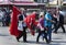 A man selling Turkish flags in Istanbul.