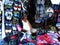 A man sells a wide variety of rubber slippers and sandals in his store in Antipolo City.