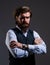 Man serious bearded businessman stylish formal outfit, masculinity concept