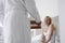 Man Serving Breakfast To Cheerful Woman In Bed