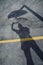 Man shadow silhouette playing basketball