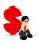 A Man in Shirt Looking Worried with Money Sign At