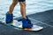 Man for shoes boards wakeboard closeup concept sports