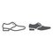Man shoes line and glyph icon, clothes and footwear, formal shoes sign, vector graphics, a linear pattern on a white