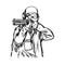 Man shooting double barrel shotgun vector illustration sketch ha