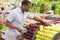 Man shopping in produce section