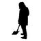 Man with a shovel silhouette isolated on white background vector illustration