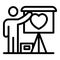 Man show care icon, outline style