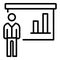 Man show graph icon, outline style