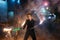 Man shows a fiery show, unwinding in his hands burning fireworks -Nabrezhnye Chelny - 17.07.2017