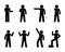 Man shows his finger, gesture indicates the direction, icon man, stick figure human silhouette