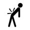 Man a with sick back . Backache it is black icon .