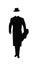 Man in silhouette carrying flowers