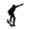 Man silhouette making extreme jump on skateboard vector illustration isolated.