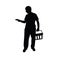 Man silhouette with shoping basket illustration