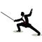 man silhouette in Still Pose Fencer