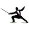 man silhouette in Still Pose Fencer