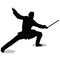 man silhouette in Still Pose Fencer