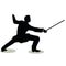 man silhouette in Still Pose Fencer