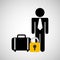 Man silhouette suitcase protection icon
