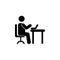 Man silhouette working on computer icon