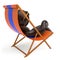 Man sitting beach deck chair chilling stylized sunglasses person