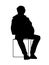 Man sitting on box. Monochromatic minimalism. Stencil. Vector illustration of black silhouette of man isolated on white