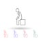 Man is sitting on a box multi color icon. Simple thin line, outline vector of carrying and picking a box icons for ui and ux,