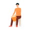 Man sitting on chair and playing on drum cartoon style